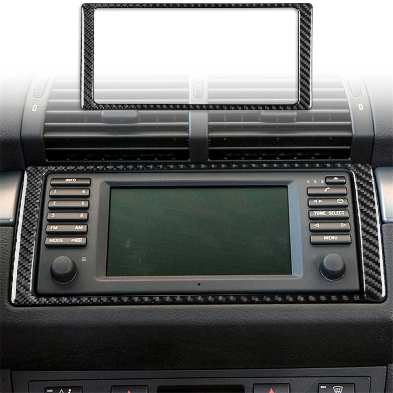 

For BMW X5 E53 2000 2001 2002 2003 2004 2005 2006 Carbon Fiber Stickers Car CD Panel Frame Cover Trim interior Car Accessories