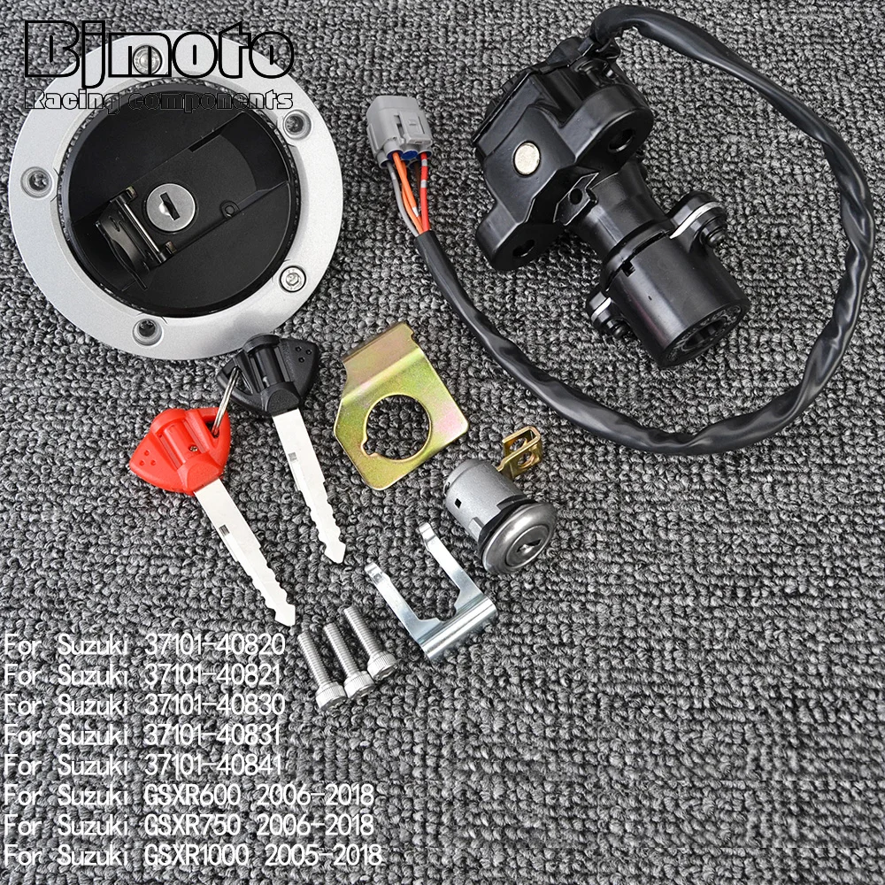 GSXR 600 750 1000 Fuel Gas Cap Ignition Switch Seat Lock with Key Kit For Suzuki GSXR600 GSXR750 GSXR1000 2005 2006- motorcycle keys motorcycle key accessories motorcycle keystock handle motorcycle seat lock