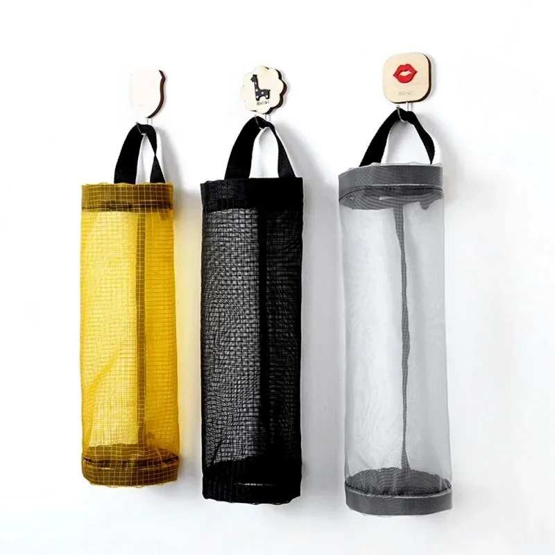 3pcs Dispotable Bag Organizer Rack Wall Mount Holder Dispenser Hanging Storage Trash Bag Garbage Bag Kitchen Garbage Basket