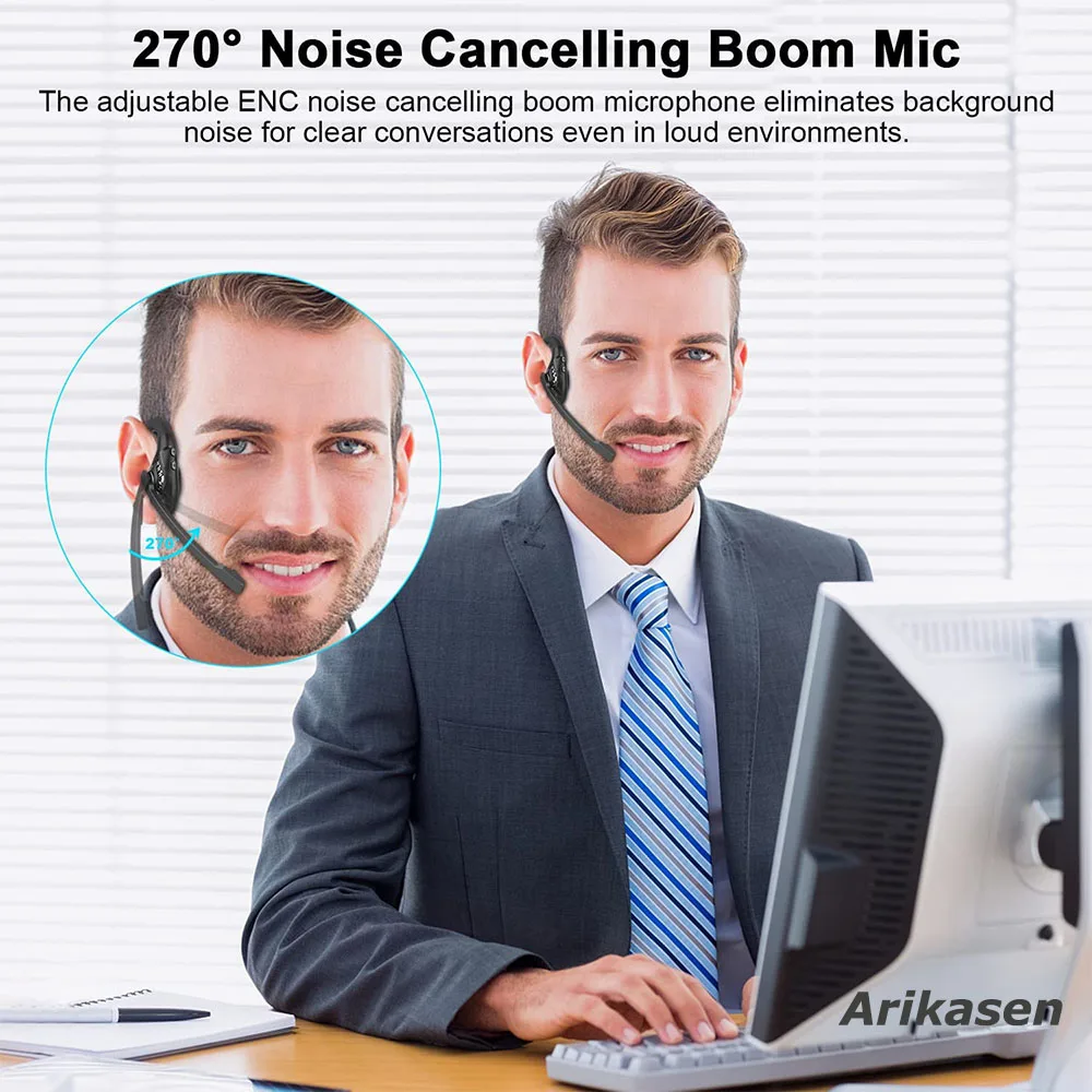 Headsets With Microphone Open Ear Wireless Bluetooth Noise Cancelling Air Conduction Headphones For Office_voghion.com