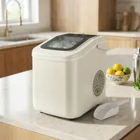 Machine à glaçons portable 12 kg/24h, autonettoyante, beige, pour comptoir, avec pelle et panier, compacte, pour la maison, la cuisine, le bar, le camping, l'appartement, l'habitation moderne 2