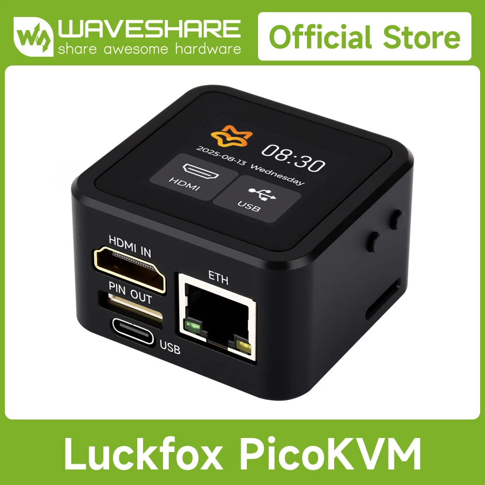 Waveshare Luckfox PicoKVM Outil de gestion à distance KVM IP léger, prend en charge l'entrée vidéo HDMI 1920 × 1080 @ 60 fps et le signal HID