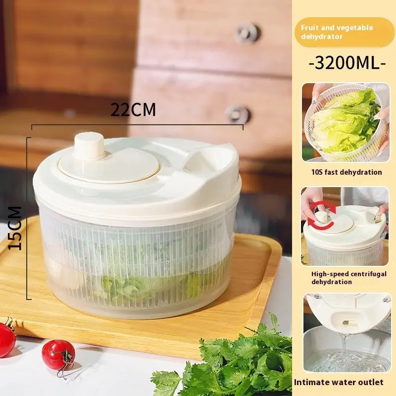 1Pc Manual Vegetable Dryer Multifunction Salad Spinner Dryer PP Fruit Food Dehydrator Household Kitchen Quick Drying