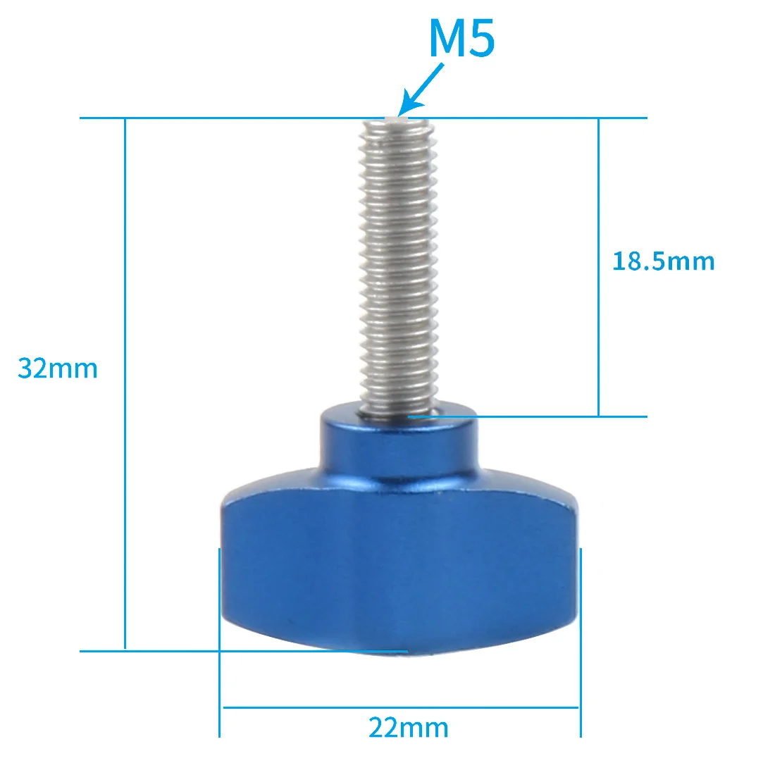 M5 Thread Bolt Stainless Steel Aluminium Alloy T Hand Tighten Screw Clamping Kno