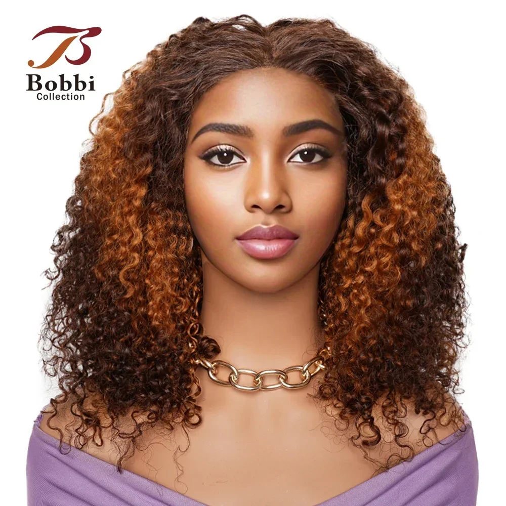 Double Drawn 300 Density Pixie Curl 13x4 Lace Front Wig Brown Ginger Human Hair Wig For Women Pre-Plucked Transparent Lace Bobbi