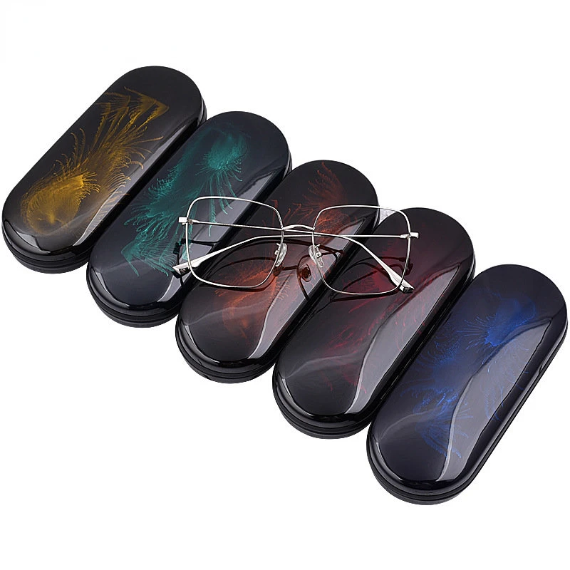 

Metal paint Portable Eyeglass Box Women Men Hard Shell Baking Paint Dazzling Colors Glasses Case Vintage Eyewear Accessories