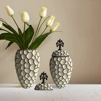 Ceramic Vase Geometric Diamond Check Flower Vase Floral Arrangement Accessories Ginger Jar Ceramic Checkmate Jar Home Decoration 1