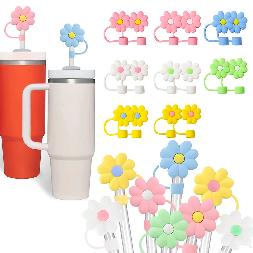 

Flower Silicone Straw Covers For Stanley Cup Cute Silicone Flower Shape Drinking Dust Cap Straw Tips Cover Cup Accessories