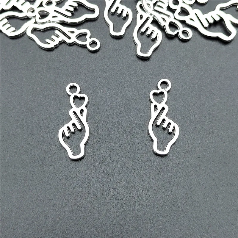 핑거 하트 DIY 쥬얼리 참 비즈 보라해 아이 퍼플 유 목걸이 장식 펜던트 제스처 행잉 오너먼트 러브 케이팝 한류