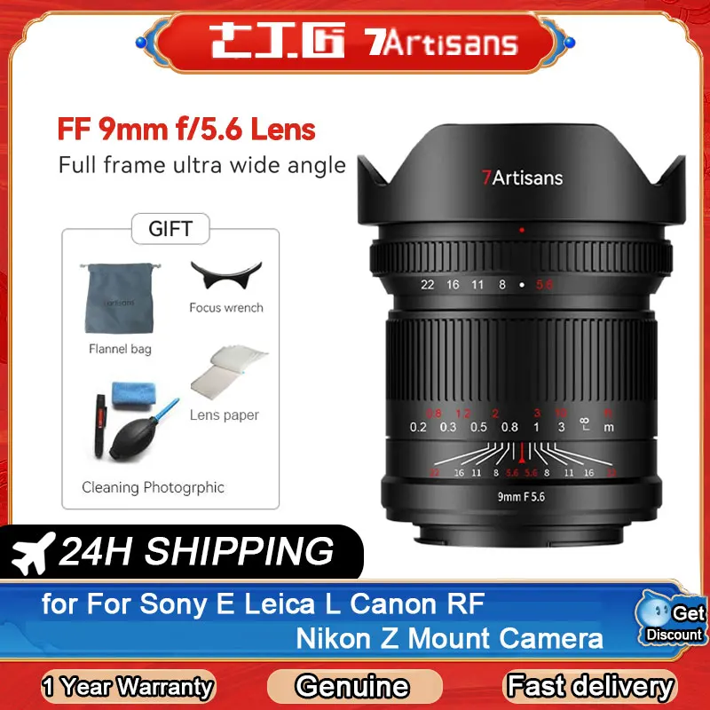 7 Artigiani 9Mm F5.6 Obiettivo Per Fotocamera Prime Ultra Grandangolare Full-Frame Per Fotocamere Mirrorless Sony E Leica L Canon Rf Nikon Z Mount