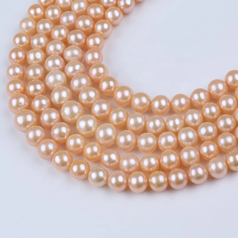 

Wholesale 11-15mm Natural Pink Color Edison Round Loose Freshwater Pearls Strand