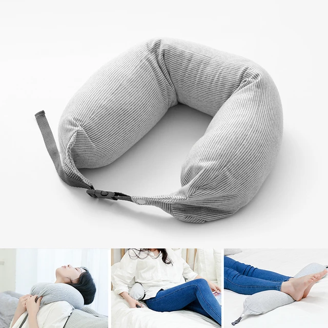 Memory Foam Travel Pillow for Neck, , Lumbar and Leg Support - Neck Pillows  for Sleeping Travel Airplane for Side, Stomach and Back Sleepers -  Adjustable, Bendable Roll Pillow