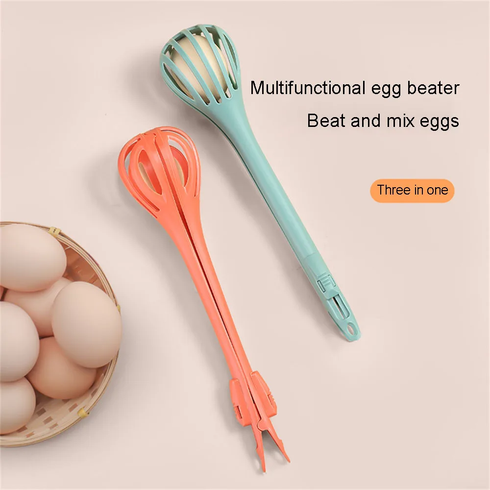 Description Picture 3 of item1pc Multifunctional Egg Beater Nylon Food Tongs Manual Egg Whisk Pasta Spaghetti Spoon Kitchen Gadget Mixer Creative Salad Tool