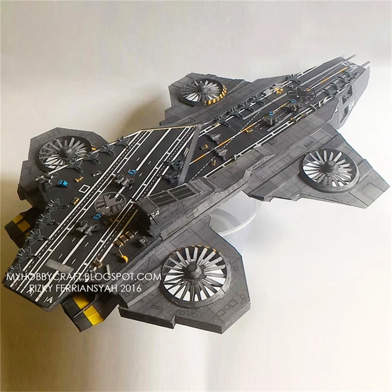 SHIELD Paper Model Kit Superhero Military Weapons Helicarrier Air Carrier Papercraft 3D DIY Handmade Toys Desktop Decoration