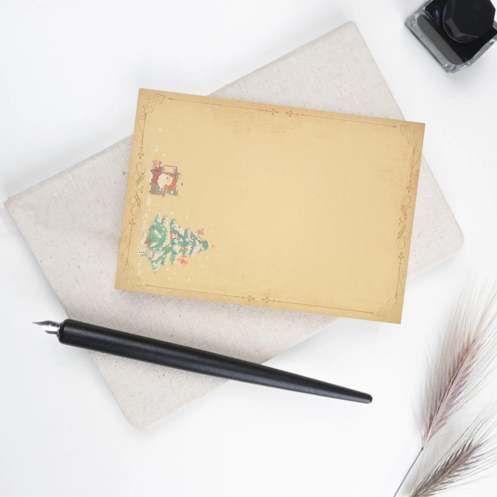 60pcs 크래프트 종이 우아한 필기 용지 클래식 실용적인 휴일 문구 빈 편지 용지 레트로 봉투 선물