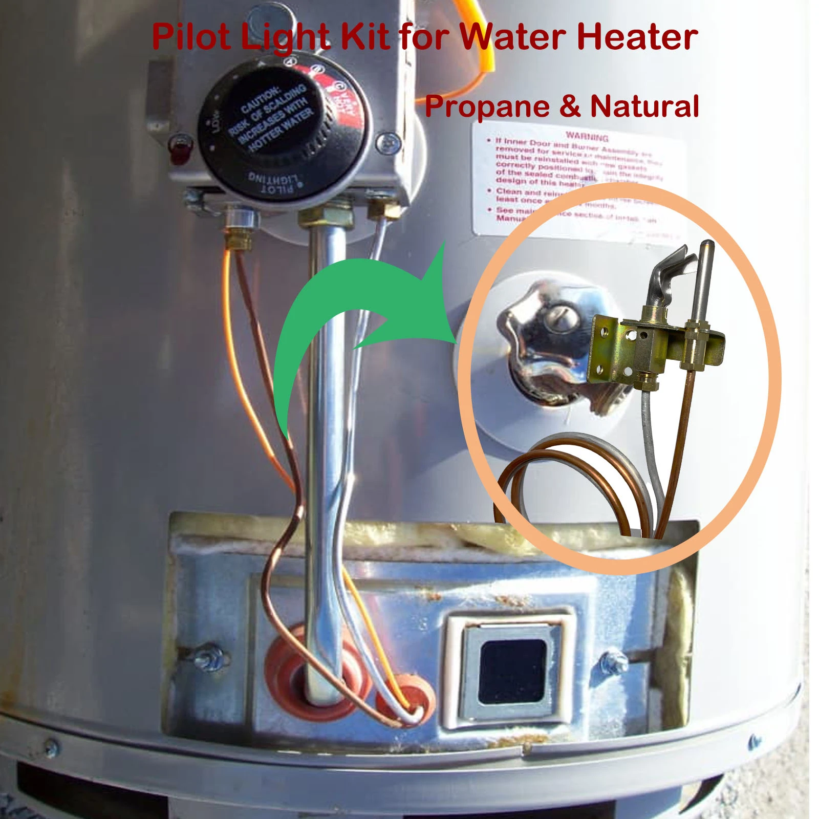 RV Water Heater Pilot Assembely Includes Pilot Light Thermocouple and  Tubing 24 Inch LP Propane Gas Ignition Replacement Parts