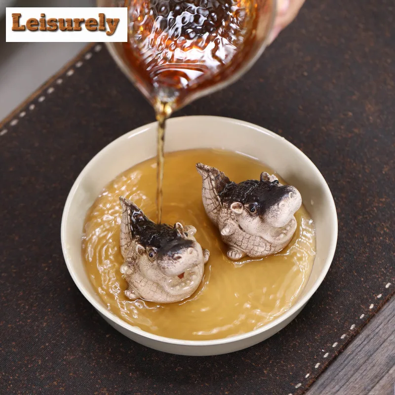 Yixing Zisha Crocodile Financial Big Marco Tea Pet Traditional Flowerpot Landscaping Tea Figurine Play Toys Tea Statue Ornaments