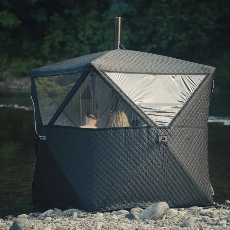 Outdoor 3-4 person 4 Season Camping Sauna Tent Thickened Automatic Winter Ice Fishing Tent Window/Chimney Hole Car Portable
