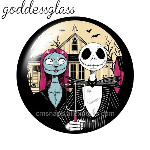 The Nightmare Before Christmas Jack Skellington 12mm/18mm/20mm Round glass cabochon flat back Making findings for bracelets