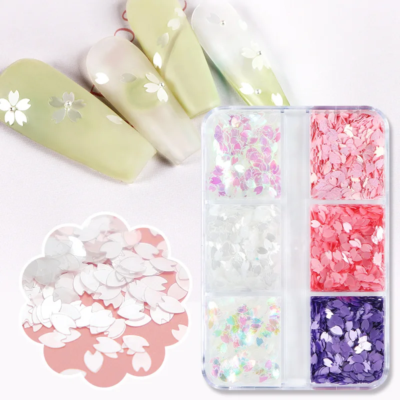 

Nail Art Sequins White cherry blossom petal Nail Art Sequins Beauty False Eyelashes Decorative Sequins Nail Decoration For Nail