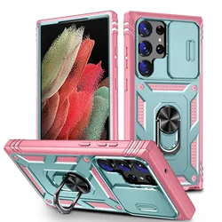 Heavy Duty Shockproof Phone Case with 360° Rotating Kickstand and Camera Protection for Samsung A55 5G (GreenPink)