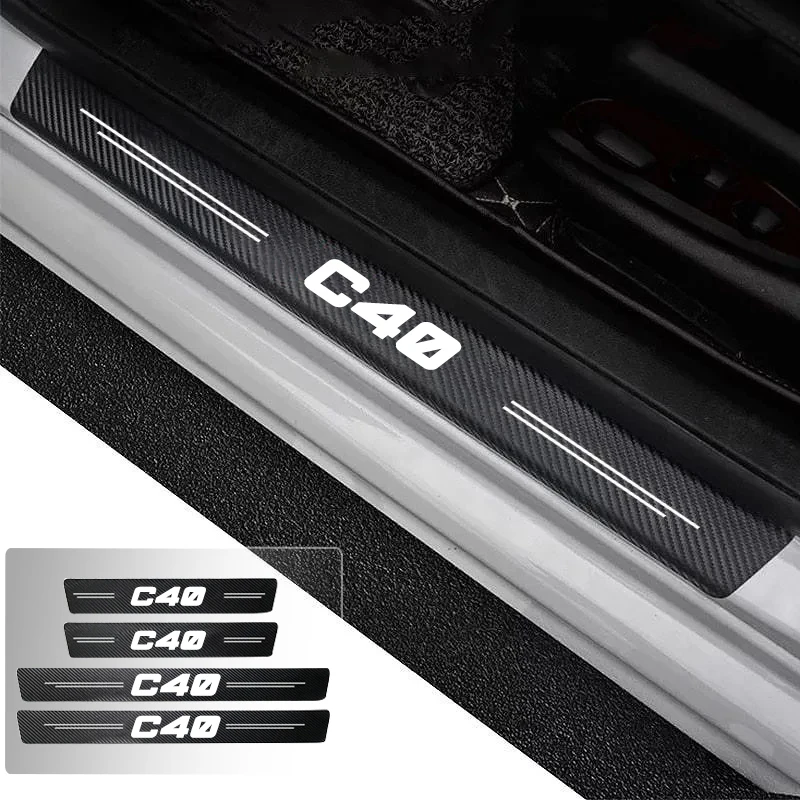 

Car Door Sill Carbon Fiber Sticker Threshold Side Anti Scratch Waterproof For Volvo C40 Mii Trunk Bumper Scratch Guards Decals