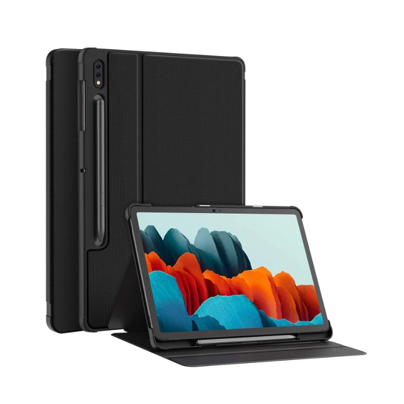 Черный чехол для планшета Samsung Galaxy Tab S8 Ultra роскошный флип-чехол из искусственной