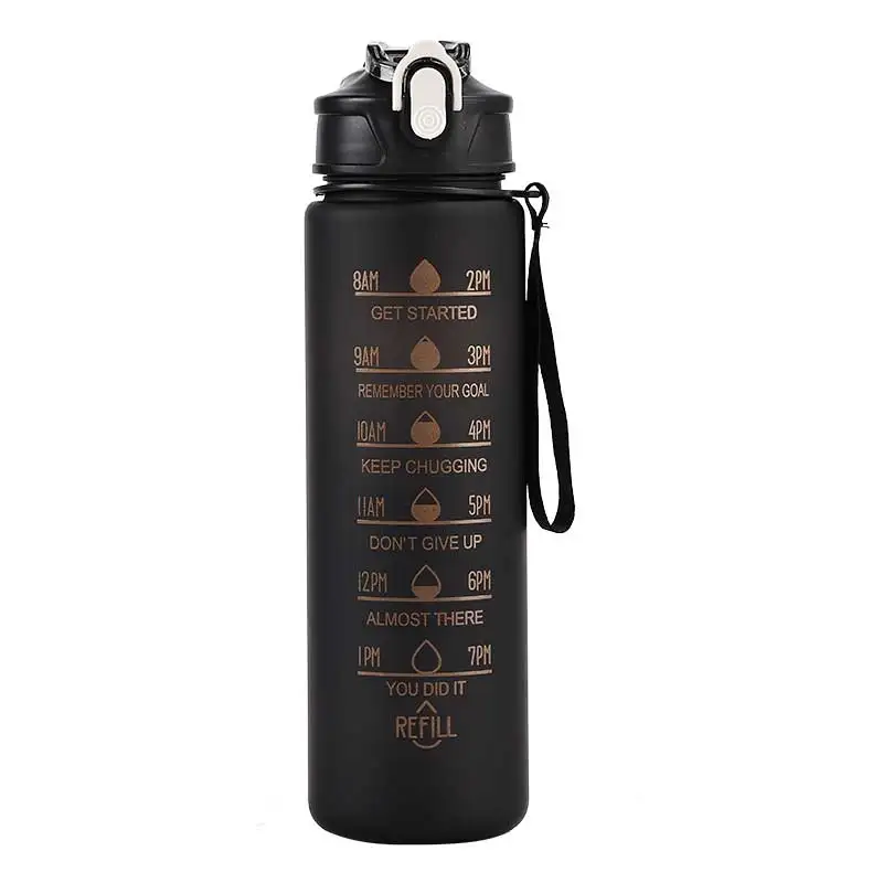 Time-Tracking Leak-Proof Sports Water Bottle with Locking Flip Cover