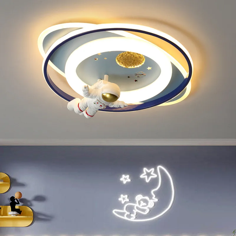 Ceiling Lights for Kids Princess Room Astronaut Boy Girl Bedroom Spaceman Rocket Rabbit Children's Modern LED Chandelier Lamp