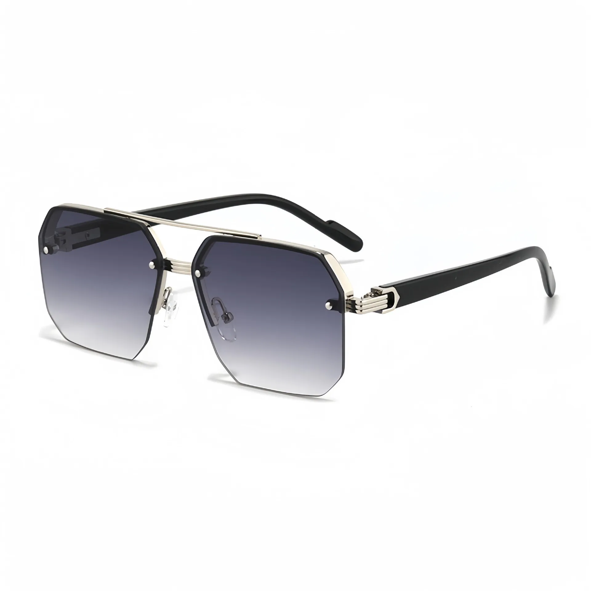 Stylish Retro Aviator Sunglasses with Double Bridge Metal Design and UV400 Protection