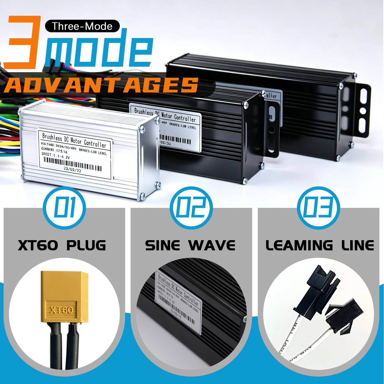 Ebike Sinawave 3 모드 컨트롤러 24V/36V/48V 17A 26A 30A LCD 디스플레이 S966 250W-1000W 휠 허브 모터 변환 부품용