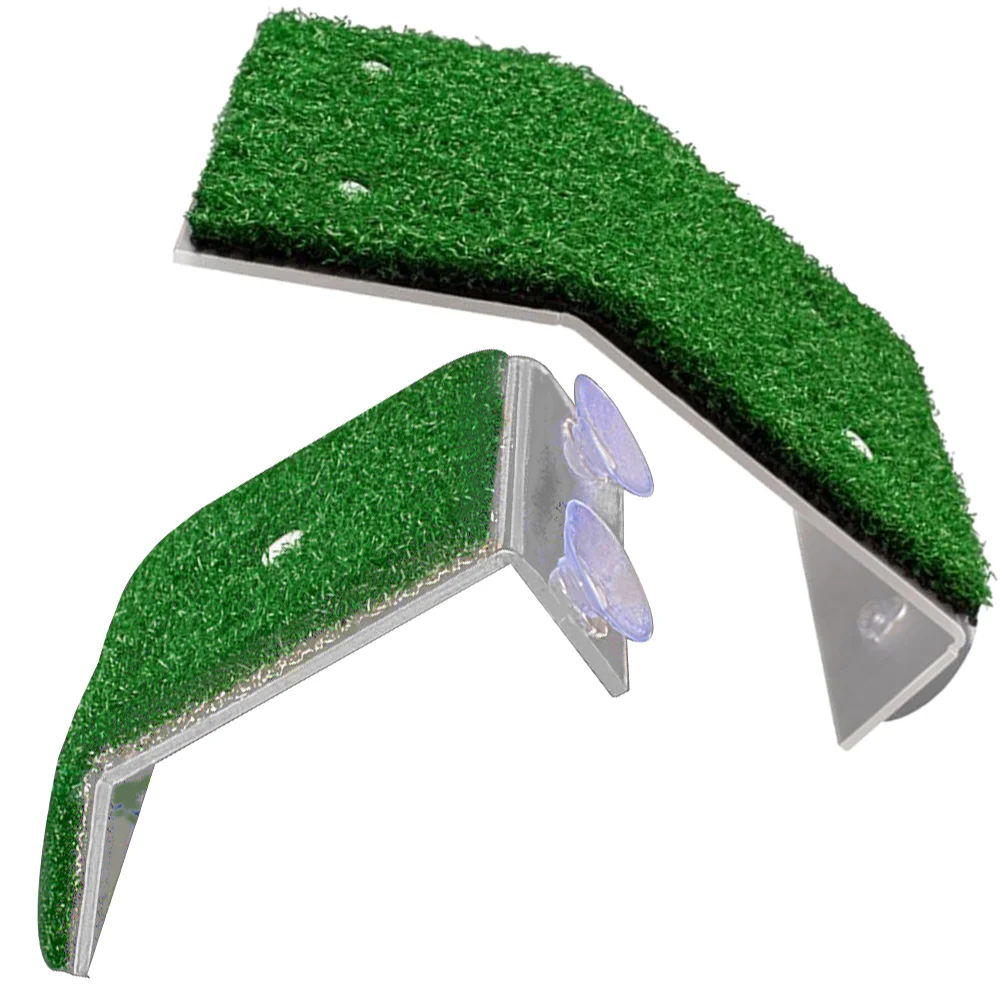 

2 Pieces Lawn Turtle Basking Platform Simulation Grass Turtle Tank Ramp Aquarium Sink Whar Reptile Habitat Climbing Shelf