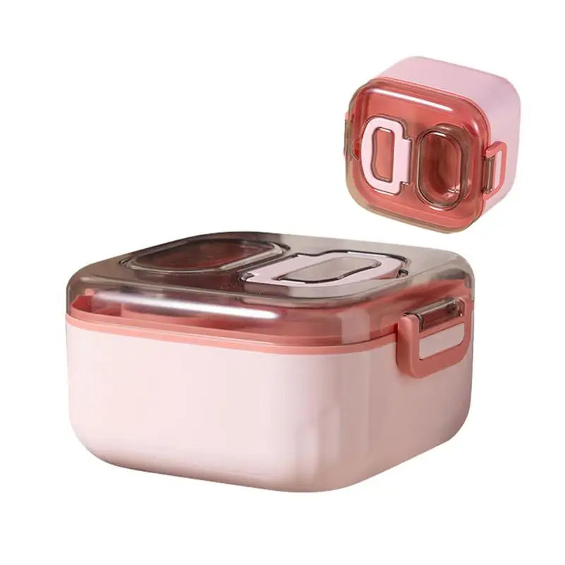 

Microwave Portable 850ml Lunch Box Healthy 3 Compartment Built-in Handle Fork Spoon Food Container Kids Adult Lunch Box