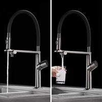 ก๊อกน้ําห้องครัวทองเหลืองสีเทาปืนหรู 1 รู ด้ามจับคู่ ระบบควบคุมคู่เย็นและร้อน พร้อมน้ํากรอง อ่างล้างจานสองฟังก์ชั่น Tap 3