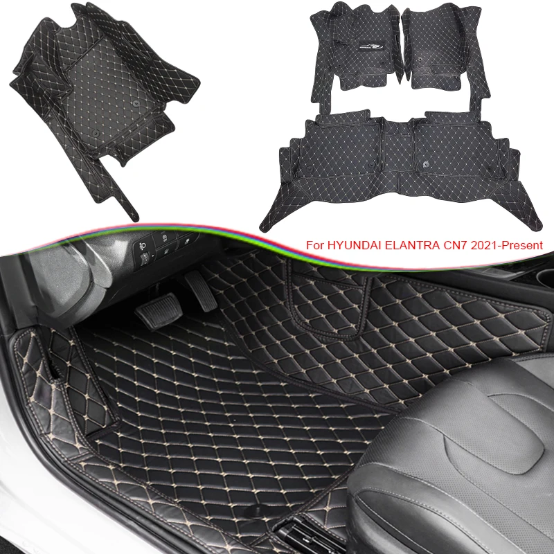

Custom PU Leather Car Floor Mat For Hyundai Elantra CN7 2021-2025 LHD Waterproof Wire Mat Wear-resistant Internal Auto Accessory
