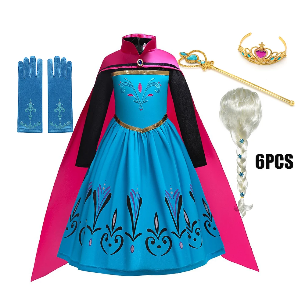 thumbnail image 1 of Disfraz de princesa con temática de Frozen para niña, disfraz de Elsa, Anna, Halloween, carnaval, fiesta, disfraces, ropa para niños de 2 a 10 años, 1 of 5
