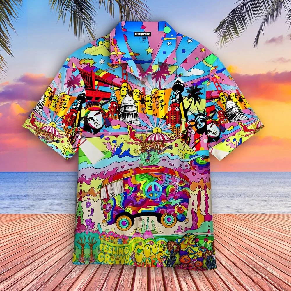 

New Men's Hawaii Shirts Creative Painting Print Short Sleeve Aloha Shirts Cuban Style Summer Plus Size