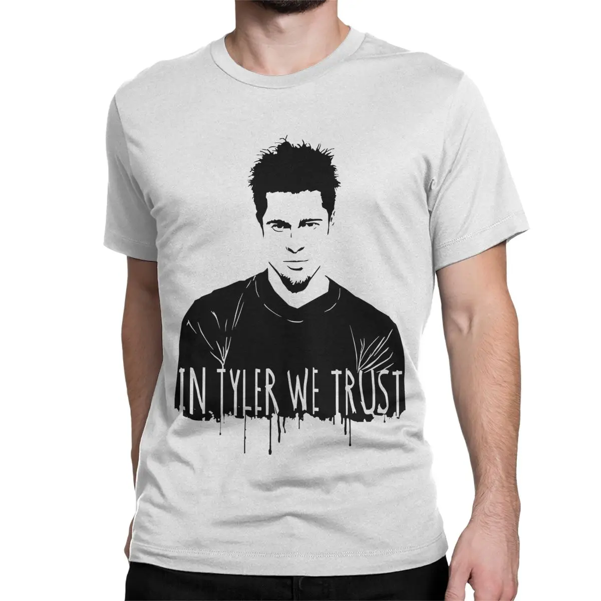thumbnail image 1 of Camiseta de manga corta con cuello redondo de algodón para hombre y mujer, con diseño de personajes de la película "Tyler Fight Club", talla grande, 1 of 7