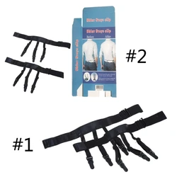 Men Shirt Stays Adjustable Elastic Shirt Tuckers Garters Shirt Holders with Non-slip Locking Clamps for Business Black