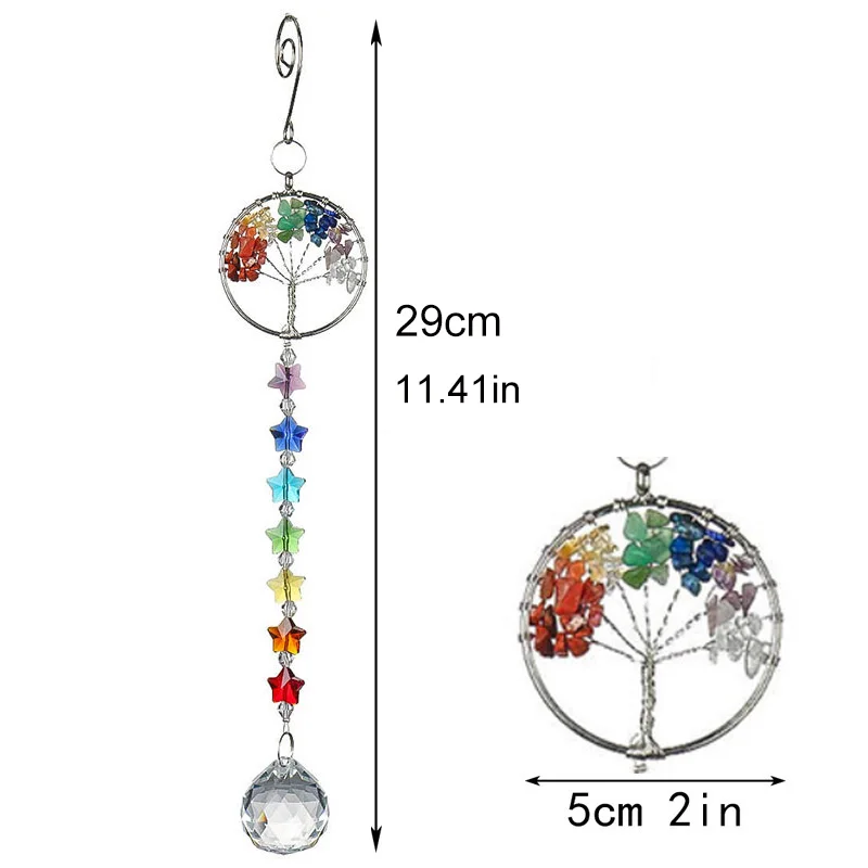 Sun Catchers Hanging Crystal Life Tree Stone Beads Prism Pendant Craft Wind  Chimes Window Home Garden Decoration ловец солнца