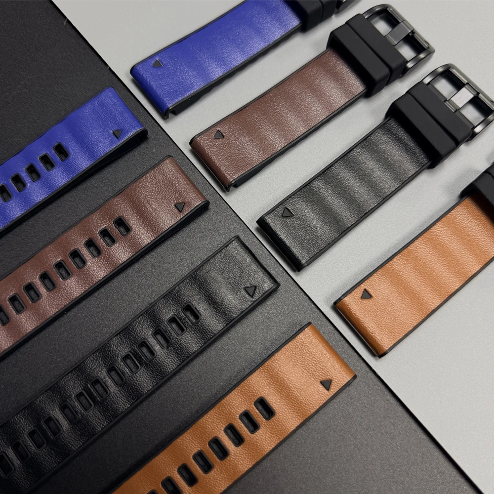 Versatile Silicone Leather Watch Band with Quickfit Bracelet - 22mm/26mm