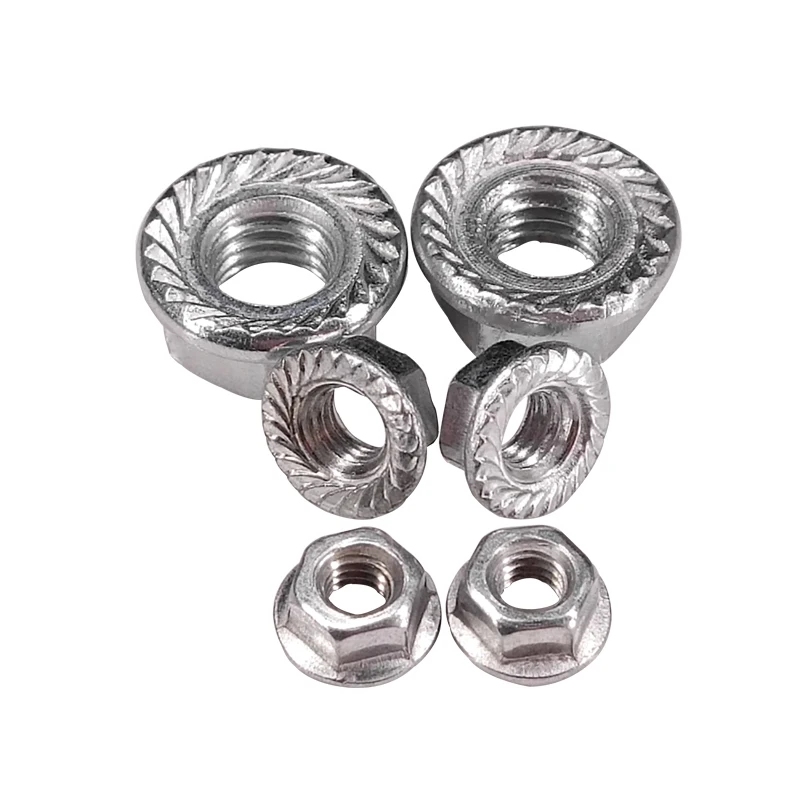 Hexagon Nuts Flange Nut Locking Nuts Titanium Flange Nuts M2-M8 Nickel Plated Hexagon Flange Nut Pinking Slip Locking Nut