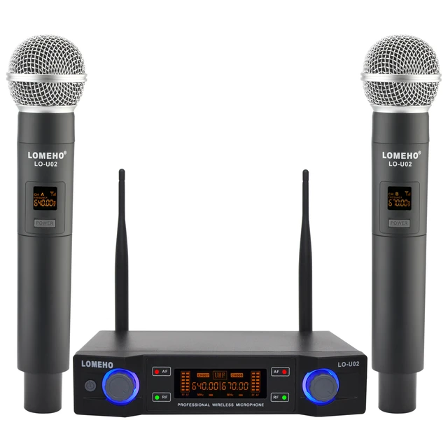 Professional Uhf Wireless Microphone With 2 Handheld Vocal Microphone