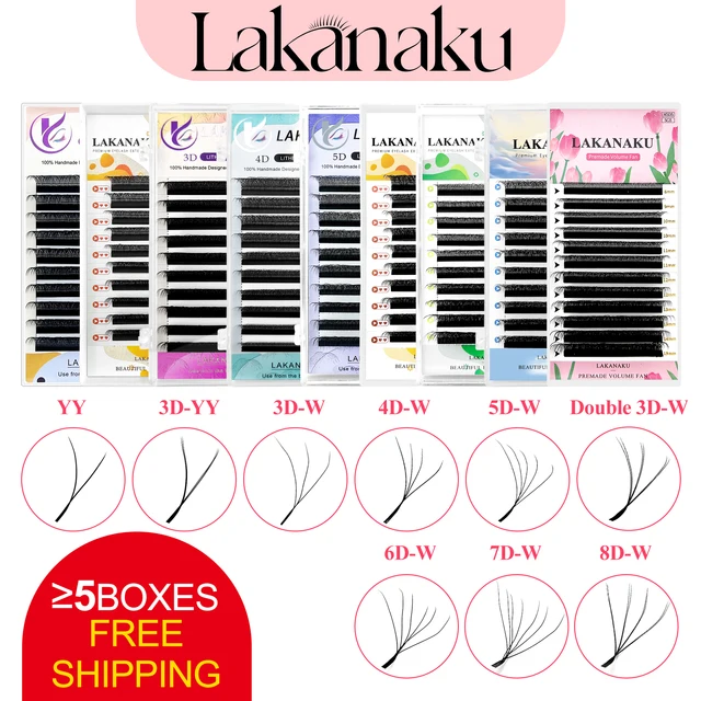 LAKANAKU W Volume Fans Eyelashes Eyelashes Extension Cilios ABONNIE YY/3DY/4D/5D/6D/7D/8D Mink Easy Faning Lash False Eyelashes