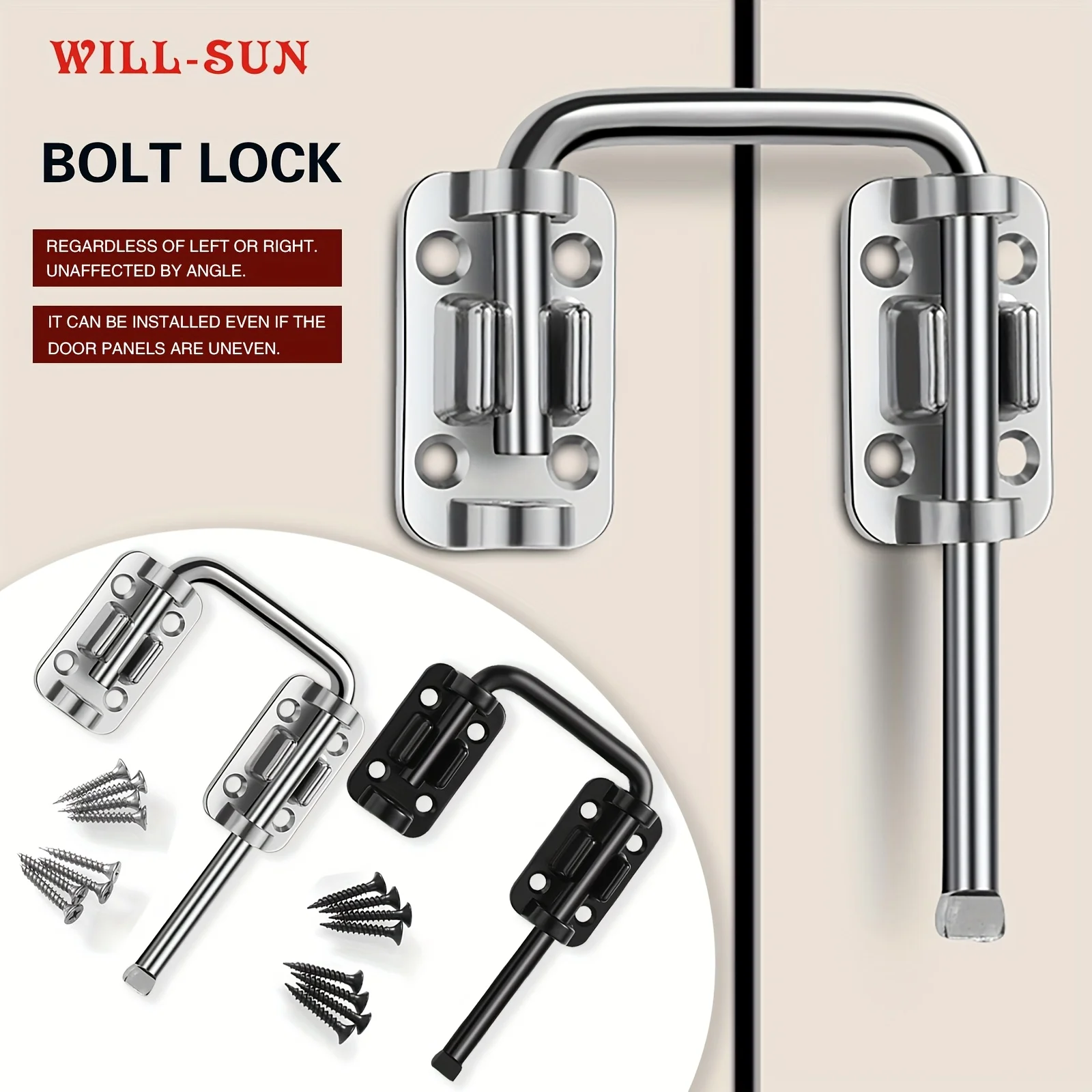 Sliding Door Loop Lock Latch 90/180 Degree Door Latch Locks Bolt Hasp ...