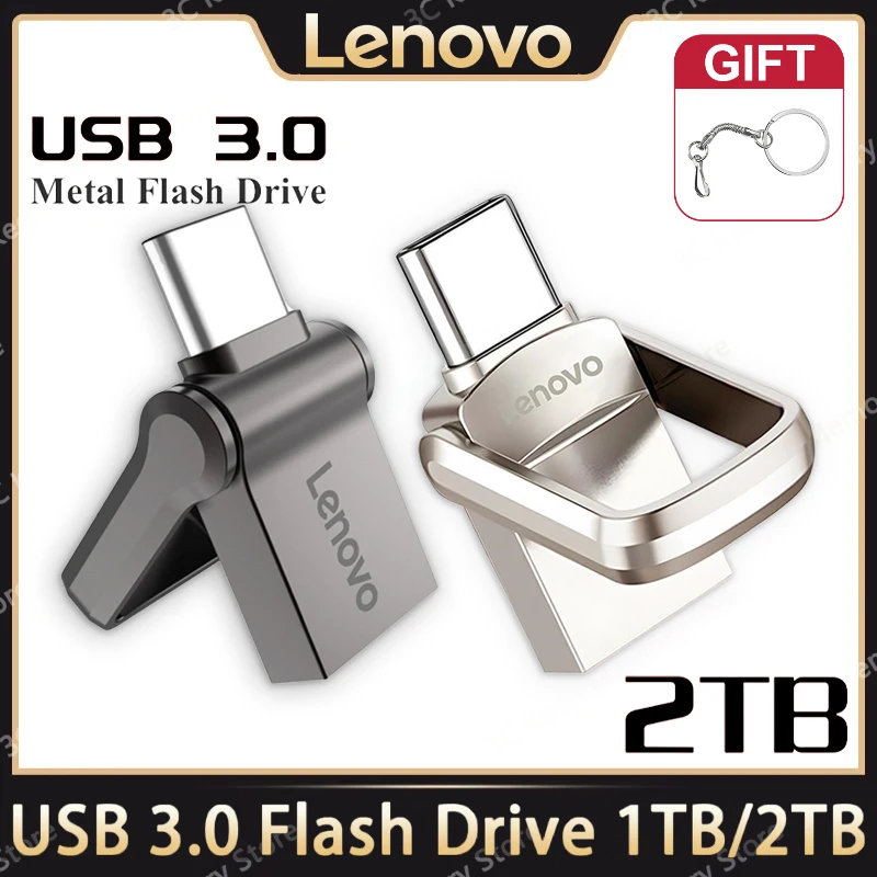 Lenovo Usb Flash Drive 2Tb 1Tb Otg 2 In 1 Chiavetta Usb 512Gb 256Gb Pendrive Ad Alta Velocità Memoria Usb Disco Flash Da 128Gb Per Telefono Portatile