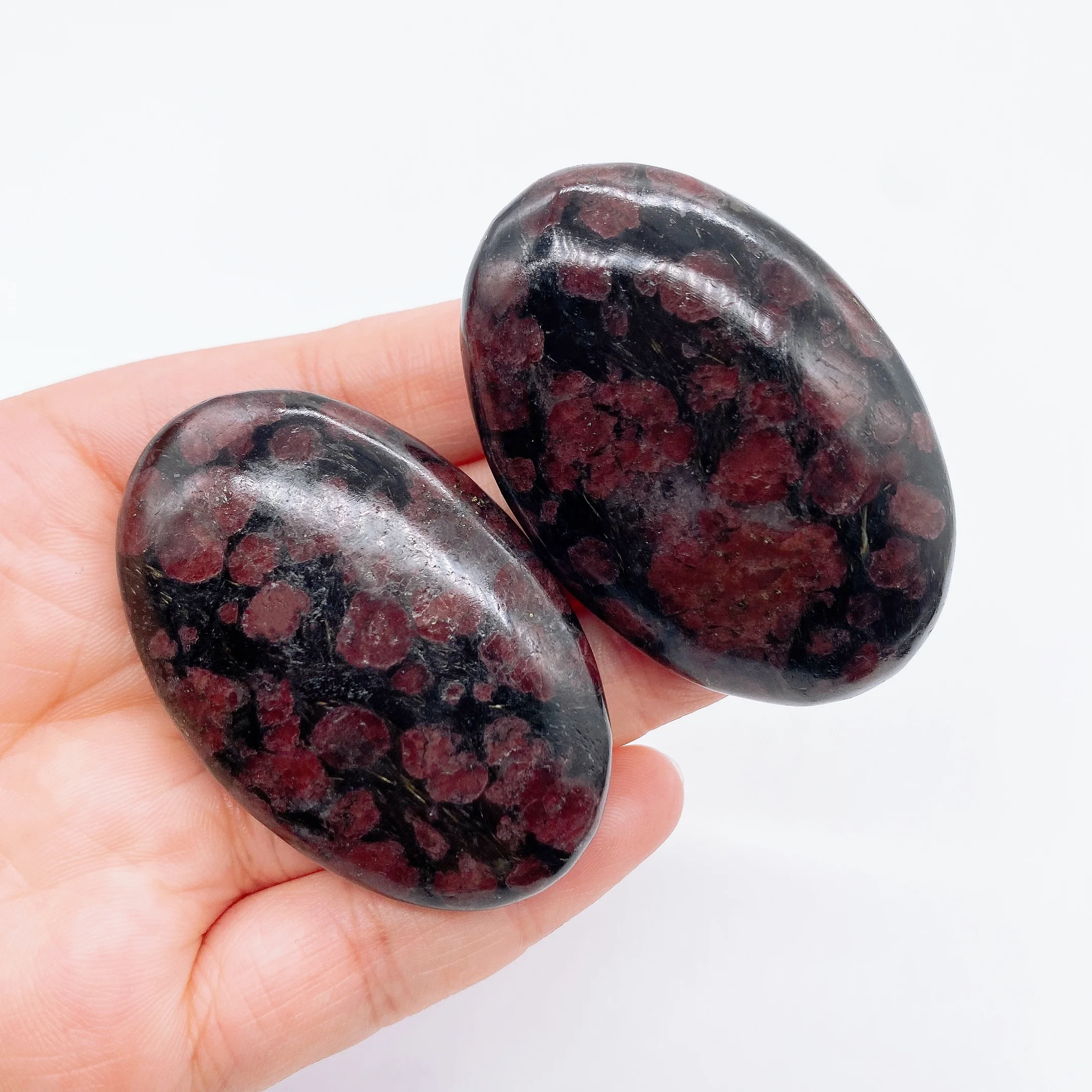 Natural Garnet Quartz Pocket Palm Crystal Stone Thumb Toy Hot Compress Crafts Healing Health Family message tool Home Decor 3