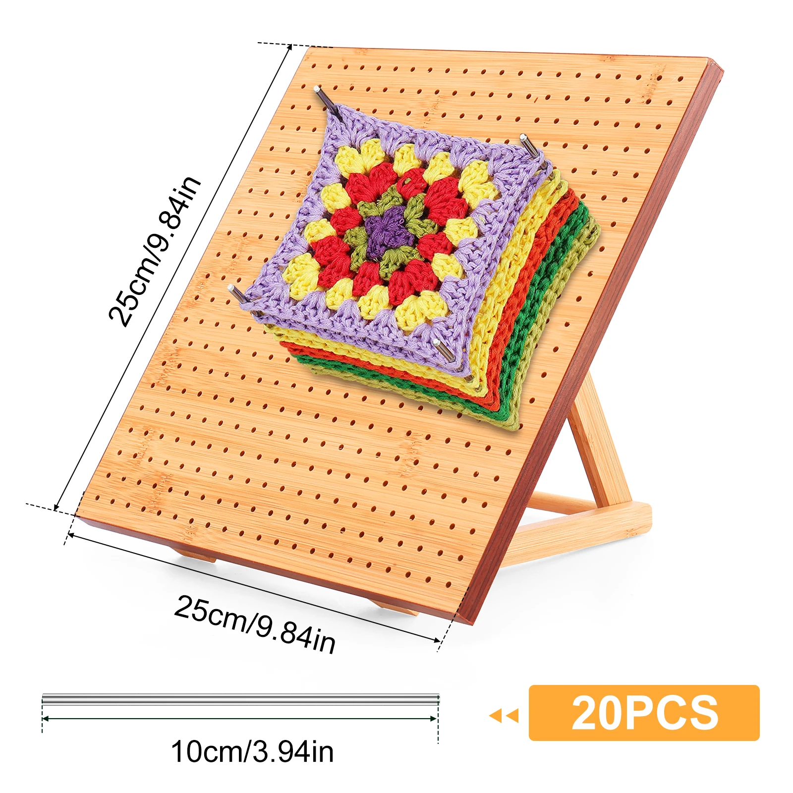 لوح حجب كروشيه مقاس 9.8/11.4 بوصة مزود بـ 20 قضيبً...