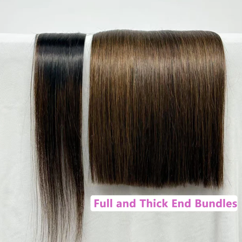 Vietnamese Double Drawn Bone Straight Human Hair Bundles With 2x6 HD Invisible Lace Closure 100% Human Hair Weave Extensions