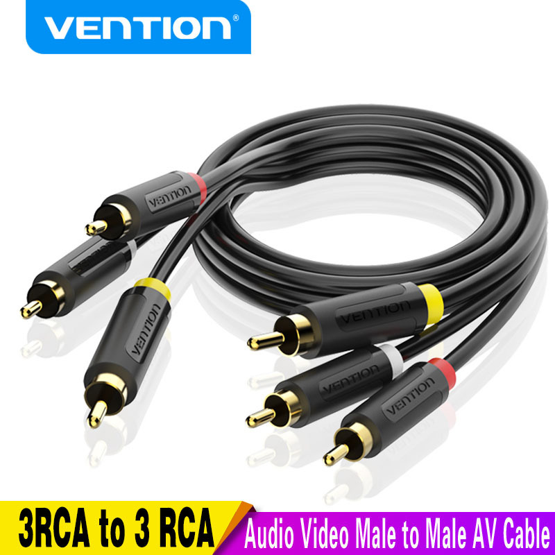 Vention 3RCA to 3 RCA Cable Audio Video Male to Male AV Cable Gold Plated for STB DVD TV VCD Blueplayer Amplifier Cable RCA Jack